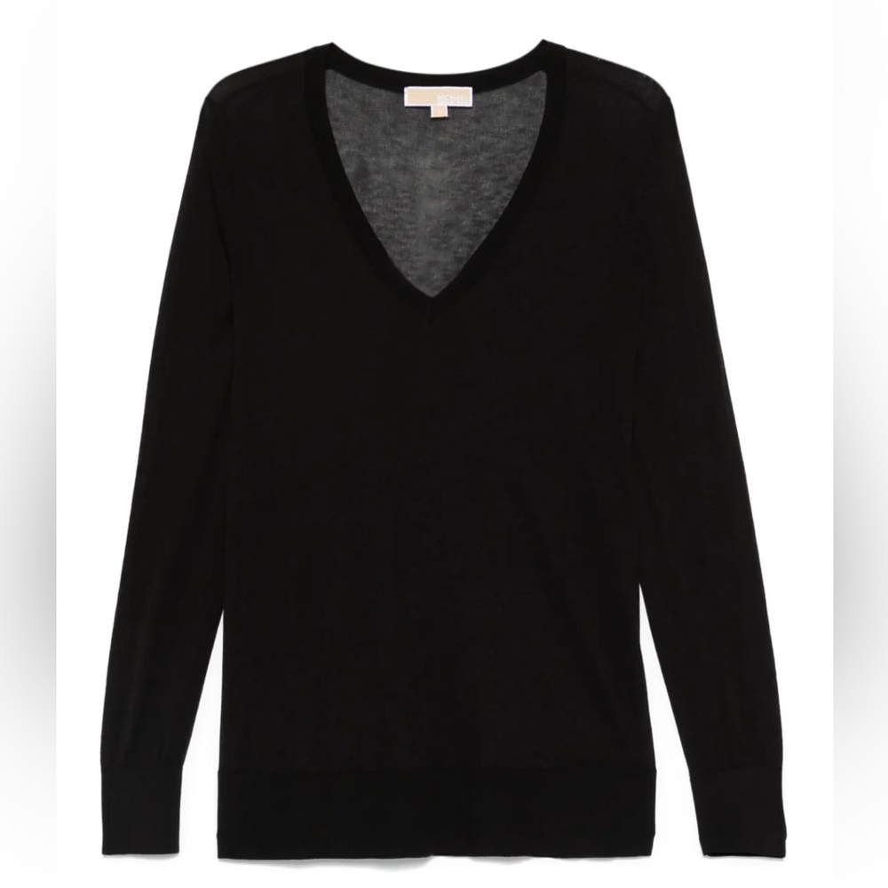 Michael Kors black V-neck sweater cotton blend size M